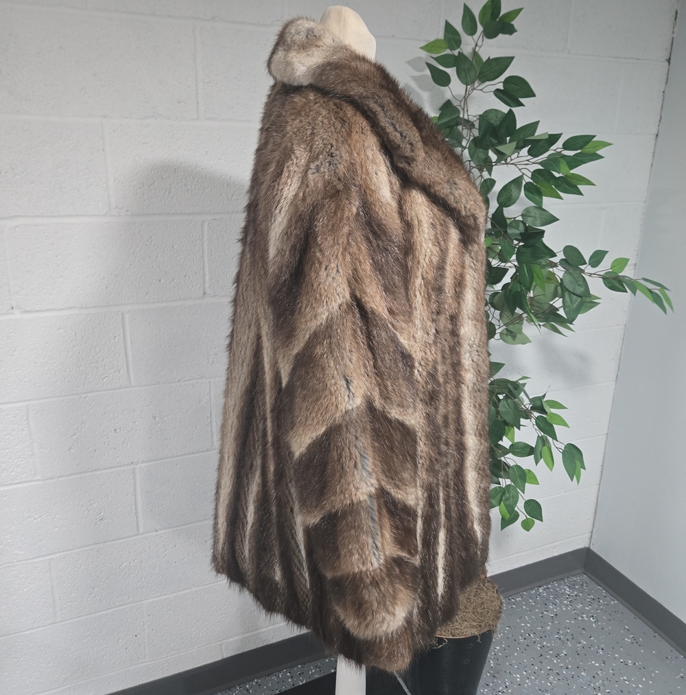 VTG 80s Luxury Mink Fur Swing Coat Small Medium Glam Mobwife - Picture 3 of 10